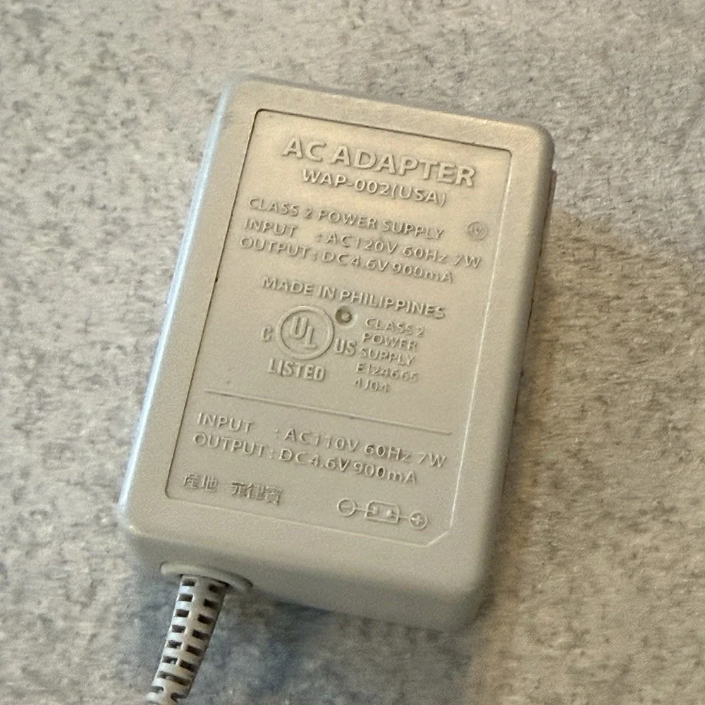 Nintendo WAP-002 Wall Charger for Nintendo DS/3DS/2DS XL - Gray - Tested - Read